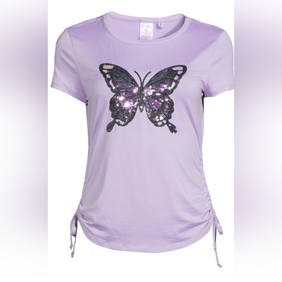 No Boundaries Juniors' Ruched Side T-Shirt with Face Mask - Picture 3 of 8